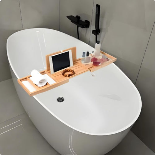 Bamboo Bathtub Tray Multi-Functional Bath Tray with Tablet Holder