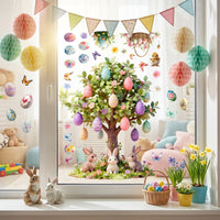 Easter Egg Window Decoration Easter Window Clings Removable PVC Sticker Sheet for Home, Window, Walls, Classroom