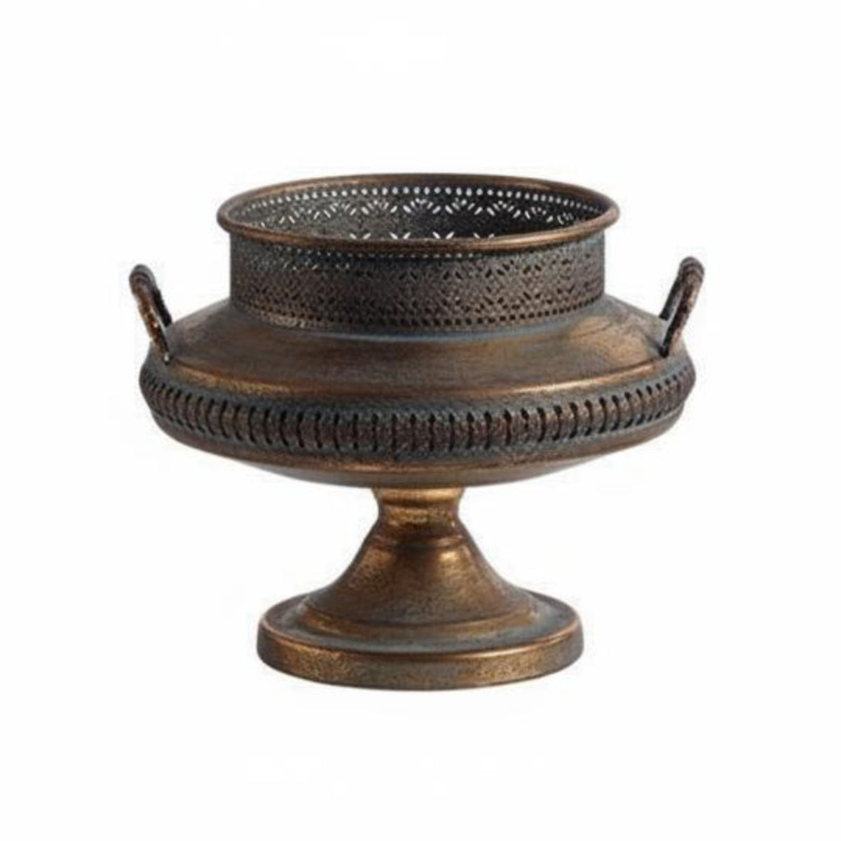 Gold Pedestal Vase Handcrafted Golden Appearance Pedestal Bowl Wide Opening Footed Floral Bowl for Wedding