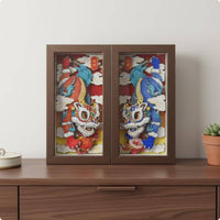 Lion Dance Paper-Papercraft Handmade 3D Paper-Cut Decorative Plaque Traditional Chinese Style for Entryway, Living Room