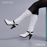 现货cdtoys CD080 1/6女兵人实心高跟鞋中筒靴子模型适合拆脚素体