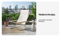 Foldable Canvas Recliner Japanese Design Lounge Chair Comfortable Minimalist Design for Readers, Seniors, Balcony, Patio