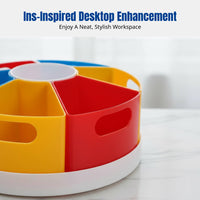 Rotating Desk Organizer, 360 Degree Pen Organiser with Multiple Compartments, Desktop Storage for Office and Students