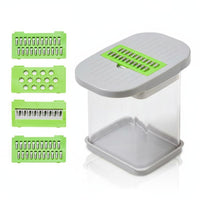 Interchangeable Blades Manual Vegetable Cutter Set Easy to Use Vegetable Chopper with Container Safe Hand Protector Multi-Blade Food Dicer