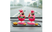 2 Pieces Car Dashboard Bobblehead Playful Spring Figurine Funny for Office Desk