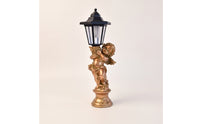 Resin Cherub Statue with Lantern Weather-Resistant Angel Statue with Lantern Dusk to Dawn Sculpture Sculpted for Patio, Lawn