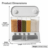 Rotating Grain Dispenser, Food Storage Container, Cereal Dispenser Box, Kitchen Organizer, 6 Compart - Image 10
