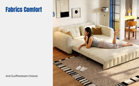 Chenille Sofa Bed, Transformable Multi-Functional Couch, Storage, Modern Minimalist for Small Apartment Living Room