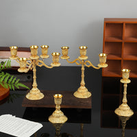 European Style Zinc Alloy Candle Holder with 5 Arms for Table Decor