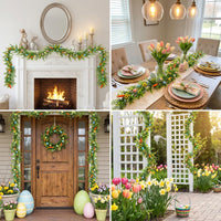 Easter Egg Garland 270 cm Realistic Hanging Easter Vine Artificial Carrot and Egg Vine Festive Decor for Wall, Mantelpiece, Fireplace Mantel