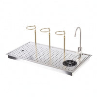Coffee Rinsing Work Surface Built-in Cup Washer with Faucet Heavy Duty Tea Making Tray with Drain for Baristas