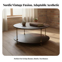 Three-Legged Circular Table Factory-Chic Aesthetic Household Furniture Vintage Look Stable Tripod Base for Apartment Dwellers