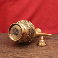 Beverage Ewer Ornament Brass-Colored Pitcher Embossed for Display Shelf