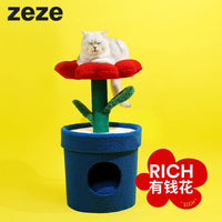 zeze新年盆栽有钱花猫窝保暖猫爬架半封闭式猫咪屋猫别墅宠物用品