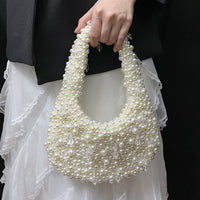 French Vintage Handmade Beaded Pearl Tote Bag
