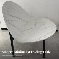 Foldable Design Fold-in-Half circular table Space-Saving foldable Dining Furniture Multi-Functional Indoor Furnishing Easy to stow for Apartment Dwellers, People with Small Living Spaces, Homeowners, Kitchen, Events