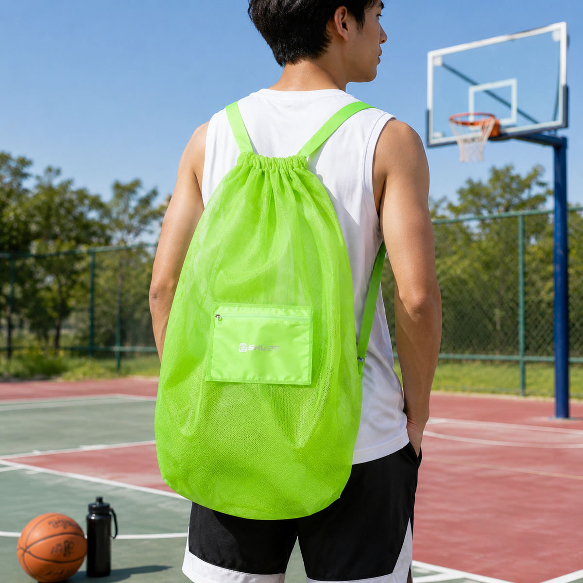 mesh drawstring bag