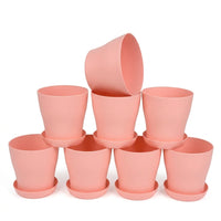 Plant Pots for House Plants and Flower Pots, Resin Plant Pots Indoor and Outdoor with Drainage Holes, 20cm Large Size, Plant Trays for Pots