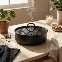 Covered Heat-Resistant Metal Coil Holder Ash Catching Home Goods for Outdoor, Fishing