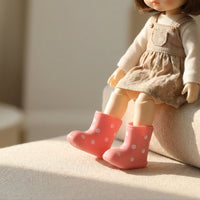 Miniature Rain Boots Miniature Doll Boots Miniature Doll Shoes with Polka Dots for BJD Owners