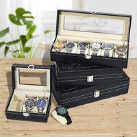 Leather Watch Box with Transparent Window for Storage and Display