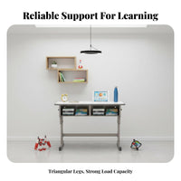 2 Pieces Adjustable Height Kids Study Table Set Children's Desk and Chair Ergonomic Workstation Two Person Design Suitable for Siblings Study Homework Creative Projects