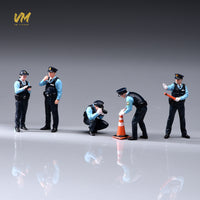 VM 1/64 微缩日本警察人偶套装仿真交警执勤模型沙盘场景造景小人