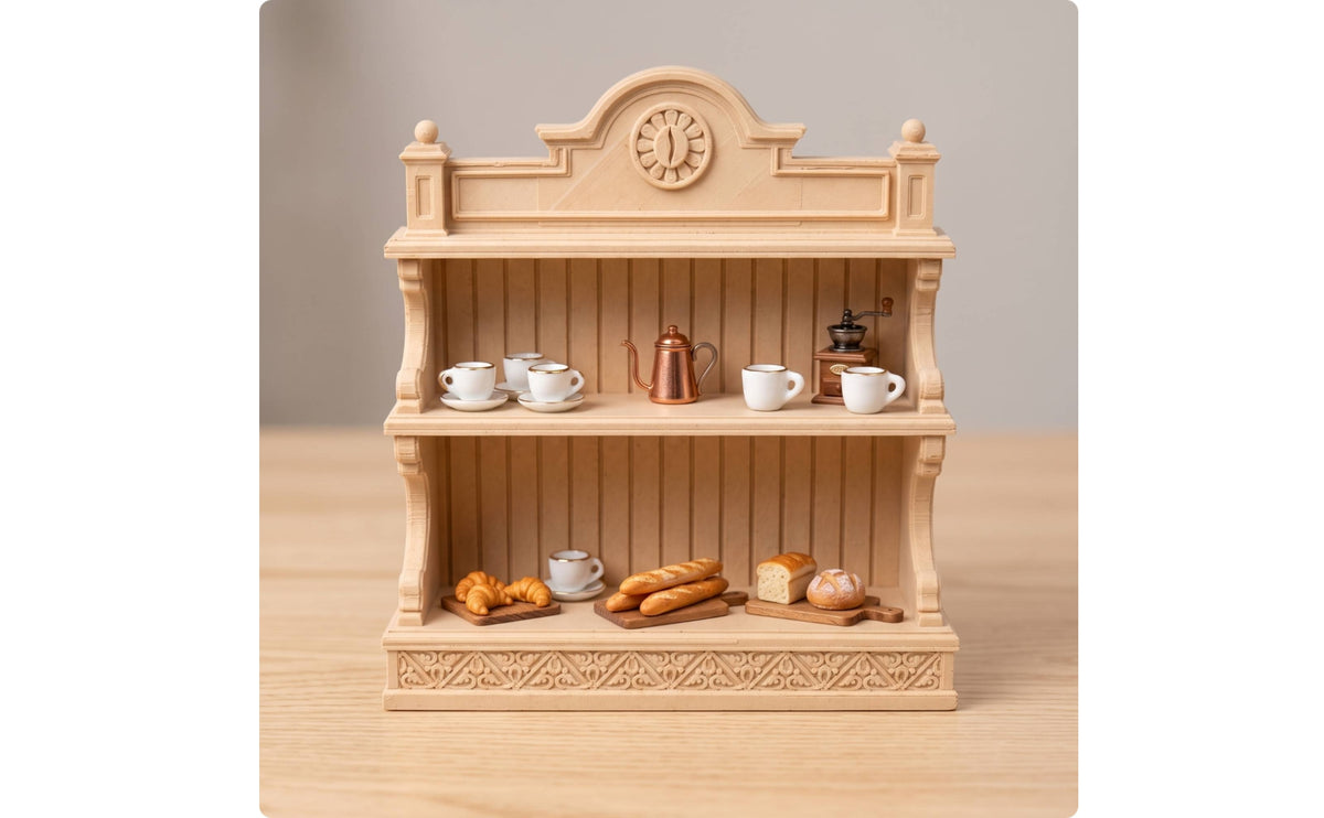 Miniature Display Shelf Wooden Dollhouse Display Shelf Two-Tier Furniture for Collectors, Hobbyists, Diorama