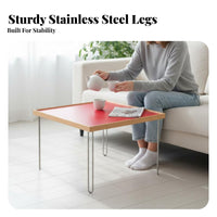 Wood and Metal Table Bauhaus Inspired Square Tea Table with Hairpin Legs