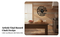 Silent Movement Coffee Art Wall Clock Easy to Read Kitchen Themed Wall Clock Battery Operated 7 Color Options for Homeowners, Gift Givers, Cafe, Living Room, Restaurant