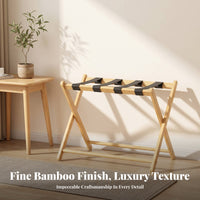 Bamboo Suitcase Holder Folding Luggage Rack Compact