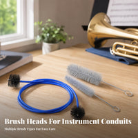 3 Pieces Flexible Mouthpiece Brush Set Blue Tube Trumpet Cleaning Brush Set