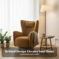 Upholstered Rotating Armchair Nordic Design Lounge Chair Highspine Support Plush Cushioning for Homeowners, Bedroom