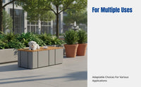 Configurable Outdoor Planter Bench, Stainless Steel and Solid Wood, For Plazas, Malls, Landscapes, Leisure