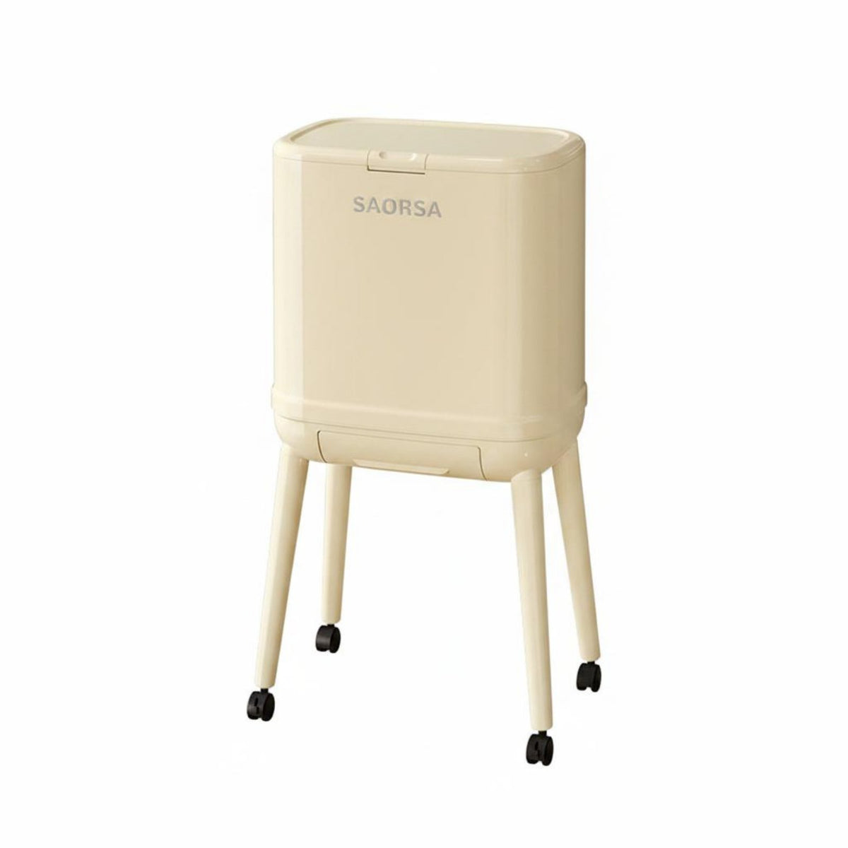 Rolling Garbage Bin with Lid Large Capacity for Bathroom, Living Room