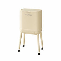 Rolling Garbage Bin with Lid Large Capacity Tall Kitchen Wastebasket Light Luxury Style High-Leg Trash Can for Restroom