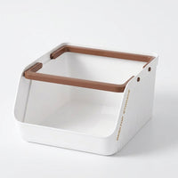 Clear Desktop Organizer Basket with Handle, Stackable Storage Boxes for Shelves, Desk for Students, Small Wardrobe
