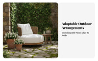 4-Piece Woven Patio Set sturdy Wood Frame Outdoor Furniture Low Maintenance Thick pads for Homeowners, Entertainers, rearyard