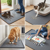 Silicone Pet Mat and Dog Mat with Honeycomb Texture, Non-Slip Cat Mat for Food, Pet Feeding Mat with Raised Edge for Spotless Floors