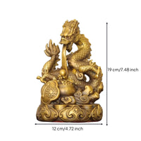 Dragon Figurine with Lotus Embossed Dragon Statue Metal-Finish for Collectors