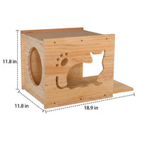Wall Mounted Cat Shelf with Space Capsule Cat Bed, Solid Wood Climbing Frame and Ladder, 10 Perches Space Saving Furniture for Large Indoor Pets