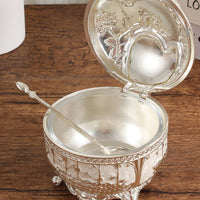 Peacock Sugar Bowl With Lid and Spoon European Style Spice Container Handmade Originality Decorative Candy Dish for Dining Table
