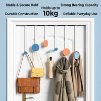 Bedroom Over-the-Door Hanger, Waterproof Carbon Steel Door Hangers for Coats and Hat Hooks, Removable Universal Rack with 10kg Capacity
