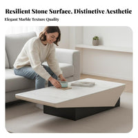 Modern Minimalist Design Oval Table with Sculptural Base Light Luxury Living Room Furniture Cream aesthetic Home Furnishing Lowsilhouette hidden from viewline for Small Apartment Dwellers, Homeowners, Interior Designers, Lounge Area, Office