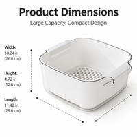 Large Colander, Double Layer Rice Strainer, Square Rice Washing Bowl, Perforated Fruit Vegetable Pasta Strainer