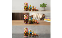 Hand-Painted Nesting Doll with Six Layers Wooden Russian Nesting Doll Stackable Compact for Collectors, Kids, Gift Box