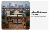 3 Pieces Weather-Resistant Woven Accent Chair Set Handwoven Design Outdoor Furniture modern aesthetic Patio Seating Sturdy Frame for Homeowners, Apartment Dwellers, two people, Balcony, Courtyard, Garden, Backyard