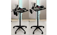 Salon Tray Stand Adjustable Height Salon Tray on Wheels Wheeled Hairdresser Trolley for Stylists, Hairdressers, Barbershop, Beauty Parlor