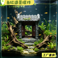 Resin Zen Garden House Ornament for Aquarium and Terrarium