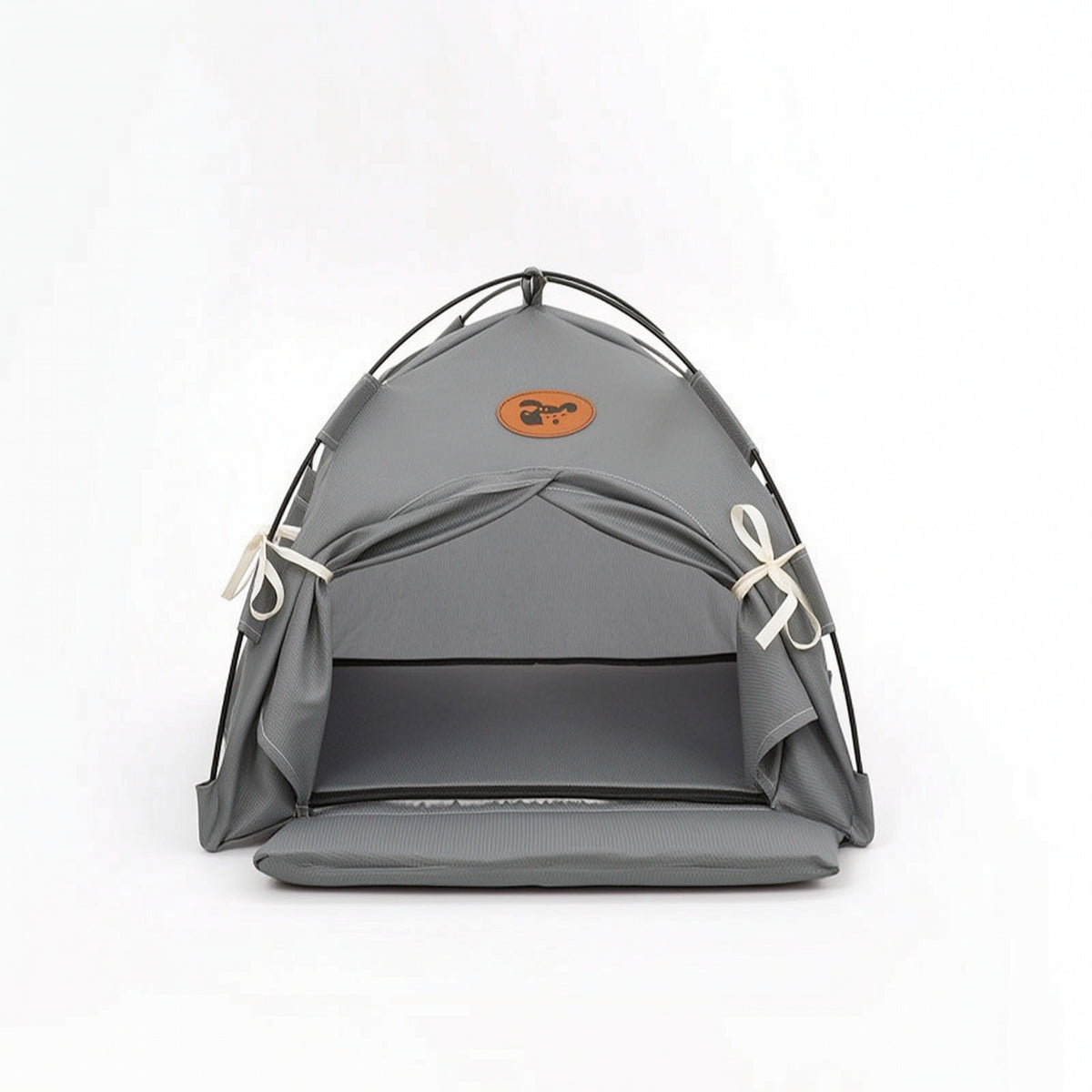 Semi-Enclosed Cat Tent Cushioned Cat Bed with Cushion Cozy Pet Teepee Indoor for Cats, Small Pets, Balcony